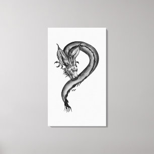 Toile Dragon noir et blanc