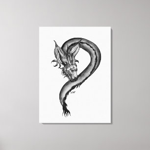 Toile Dragon noir et blanc