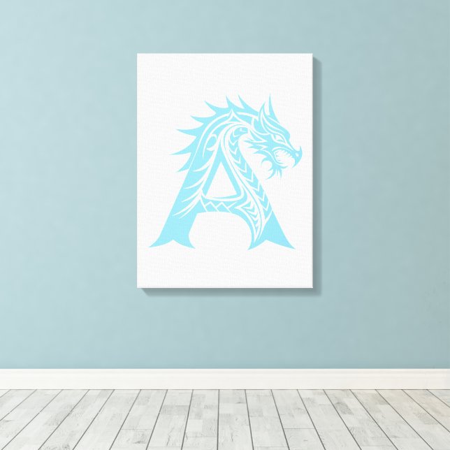 Toile Dragon Styled Letter A, Dragon Alphabet, Monogram (Insitu (Plancher de Bois))