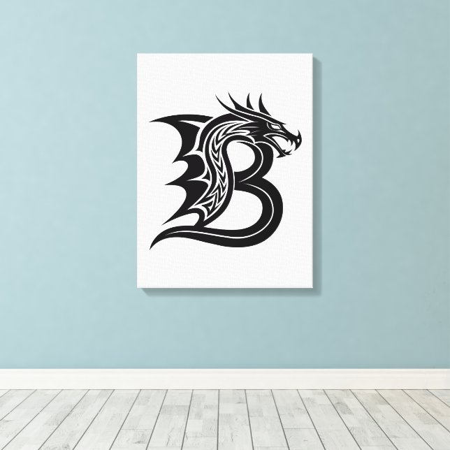 Toile Dragon Styled Letter B, Dragon Alphabet, Monogram (Insitu (Plancher de Bois))