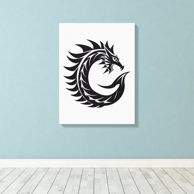 Toile Dragon Styled Letter C, Dragon Alphabet, Monogram (Insitu (Plancher de Bois))