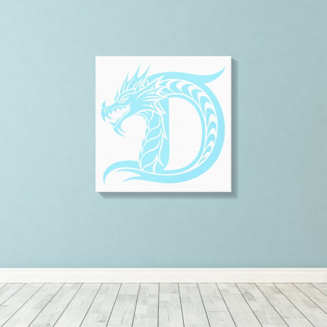 Toile Dragon Styled Letter D, Dragon Alphabet, Monogram (Insitu (Plancher de Bois))