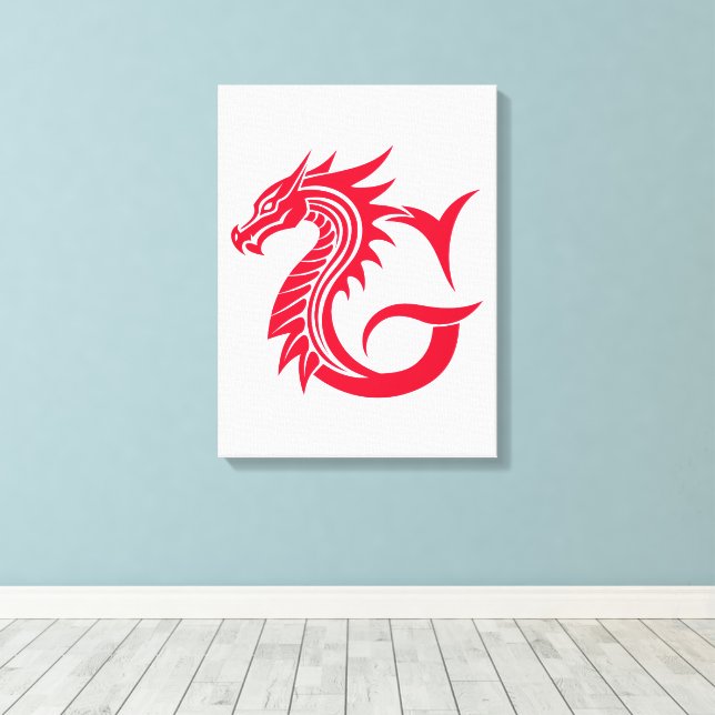 Toile Dragon Styled Letter G, Dragon Alphabet, Monogram (Insitu (Plancher de Bois))