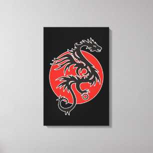 Toile Dragon Sun - noir rouge blanc + vos idées