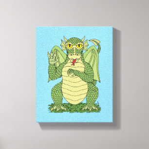 Toile Dragon vert mignon