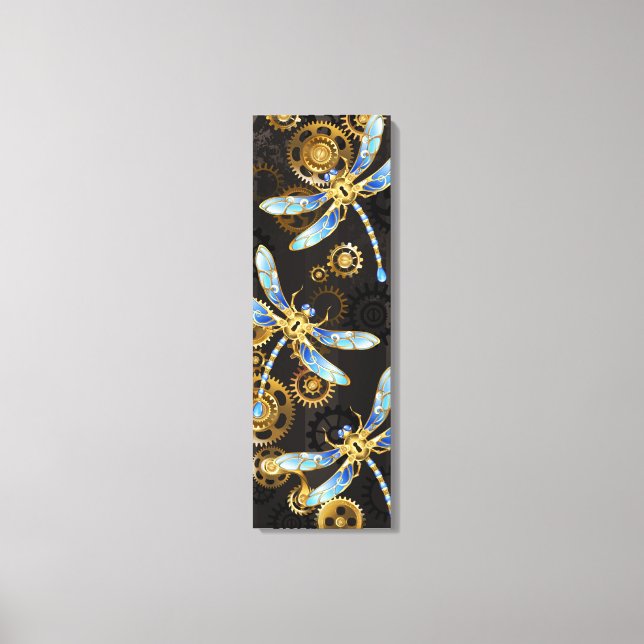 Toile Dragonflies de Steampunk sur arrière - plan rayé b (Recto)