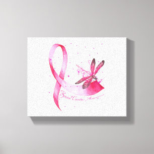Toile Dragonfly rose Ruban Sensibilisation au cancer du