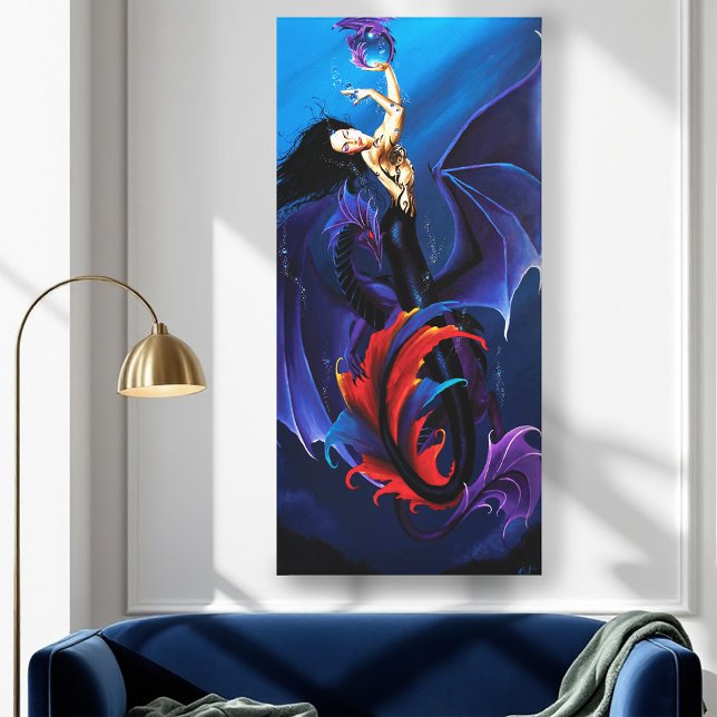 Toile Dragons Gothiques Bleus Sirène Fantastique Violet (Créateur téléchargé)