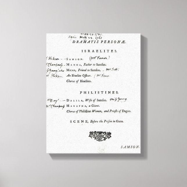 Toile Dramatis Personae pour Samson (Recto)