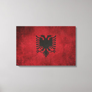 Toile Drapeau affligé par cru de l'Albanie
