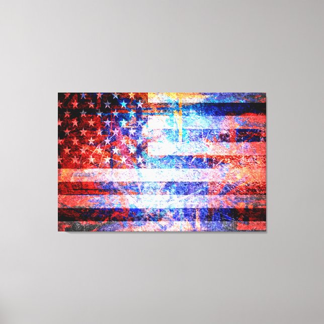Toile Drapeau américain Art Grunge (Recto)