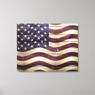 Toile Drapeau américain bois Vintage