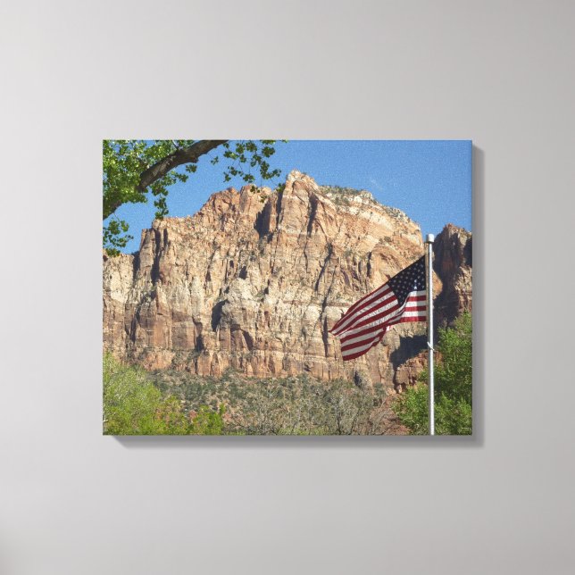 Toile Drapeau américain dans le parc national de Zion I (Recto)