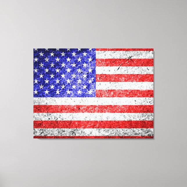Toile Drapeau américain Grunge (Recto)