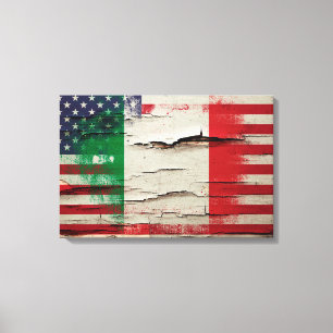 Toile Drapeau américain italien de la peinture   de