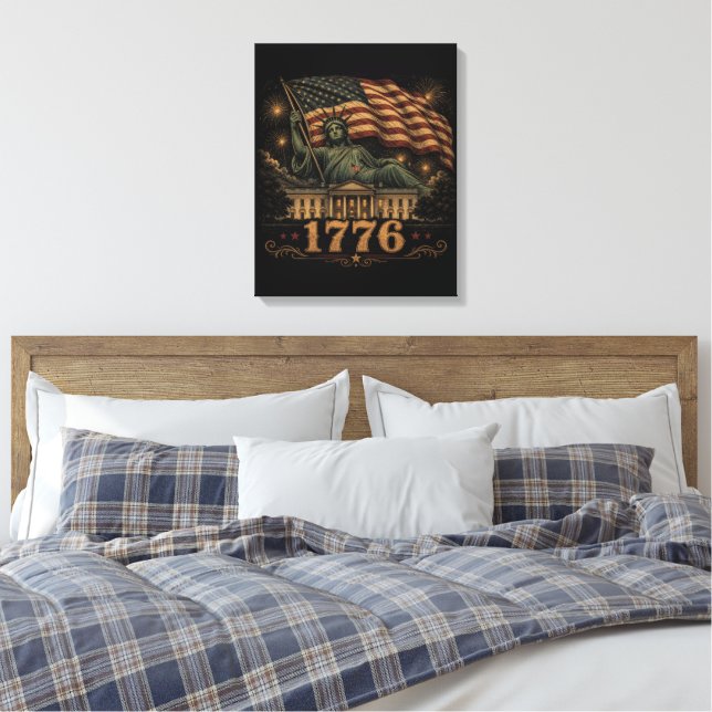 Toile Drapeau américain patriotique de 1776 Statue de la (Insitu(Chambre))