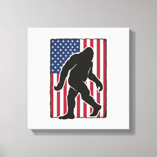 Toile Drapeau américain vintage silhouette Bigfoot vecte