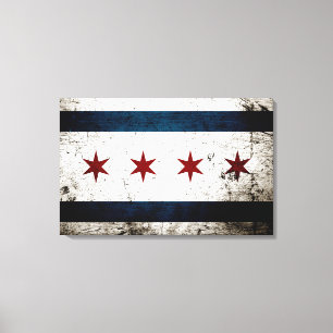 Toile Drapeau Black Grunge Chicago