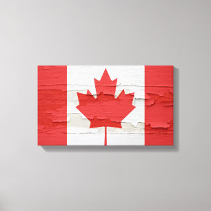 Toile Drapeau canadien peinture Patinée