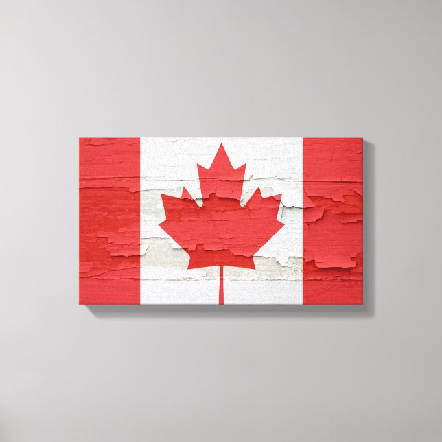 Toile Drapeau canadien peinture Patinée (Recto)