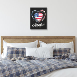 Toile Drapeau Cœur 1776 2026 4 juillet 250e anniversaire