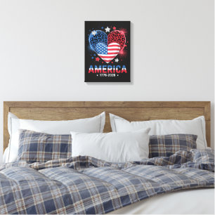 Toile Drapeau Cœur Léopard 1776 2026 4 juillet