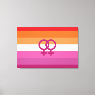 Toile Drapeau de fierté lesbienne WLW (Coucher de soleil