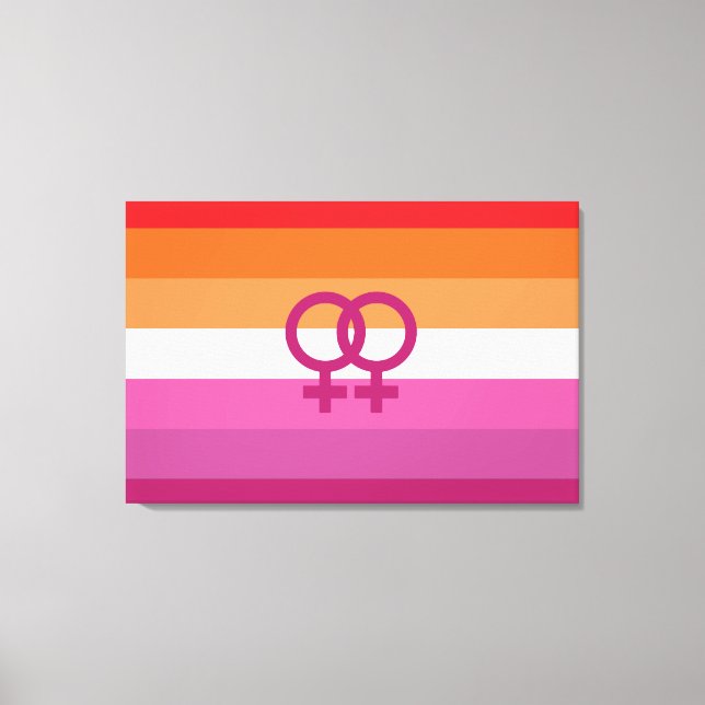 Toile Drapeau de fierté lesbienne WLW (Coucher de soleil (Recto)