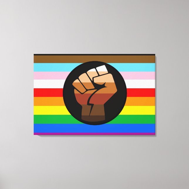 Toile Drapeau de fierté POC de progrès LGBTQ+ (Recto)
