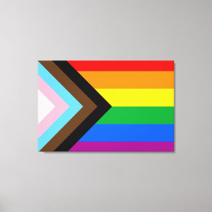 Toile Drapeau de fierté progressiste LGBTQ+