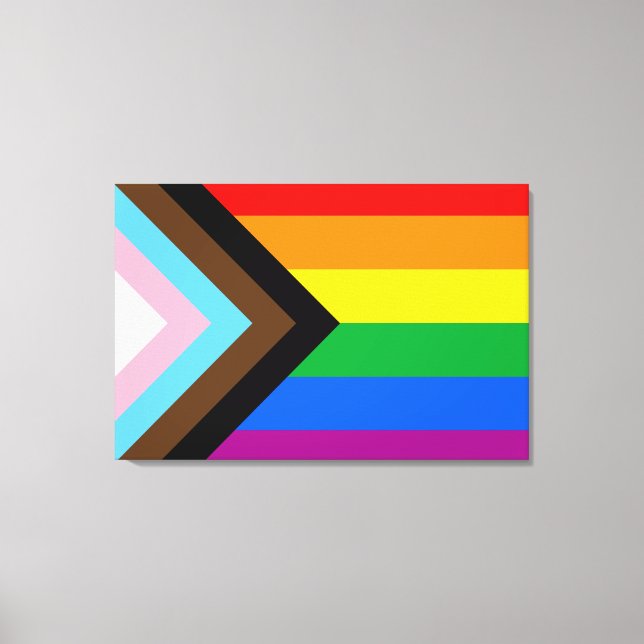 Toile Drapeau de fierté progressiste LGBTQ+ (Recto)