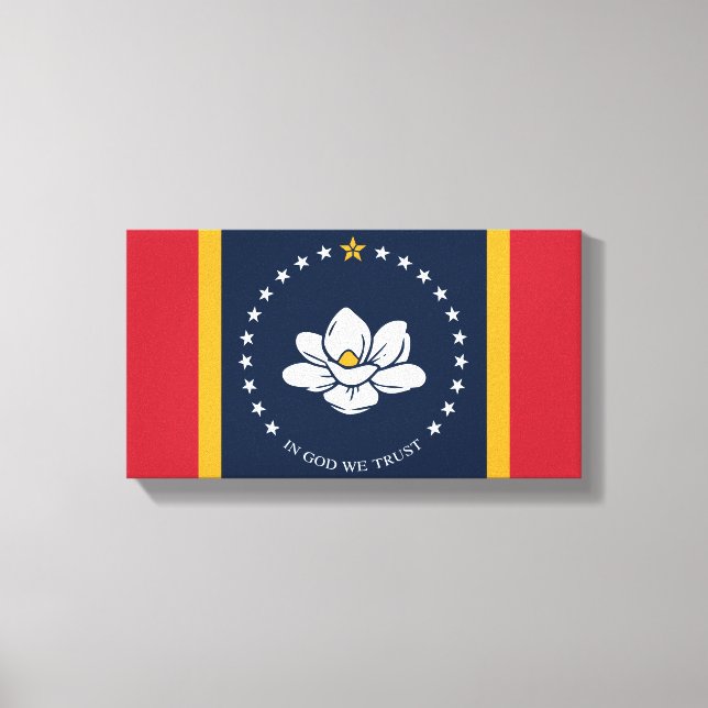 Toile Drapeau du Mississippi - Nouveau Drapeau de Magnol (Recto)