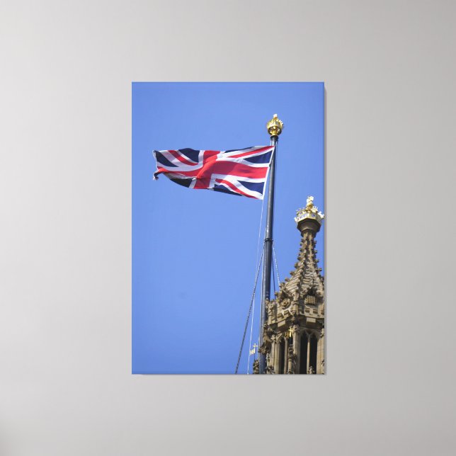 Toile Drapeau du Royaume-Uni survolant Westminster. (Recto)