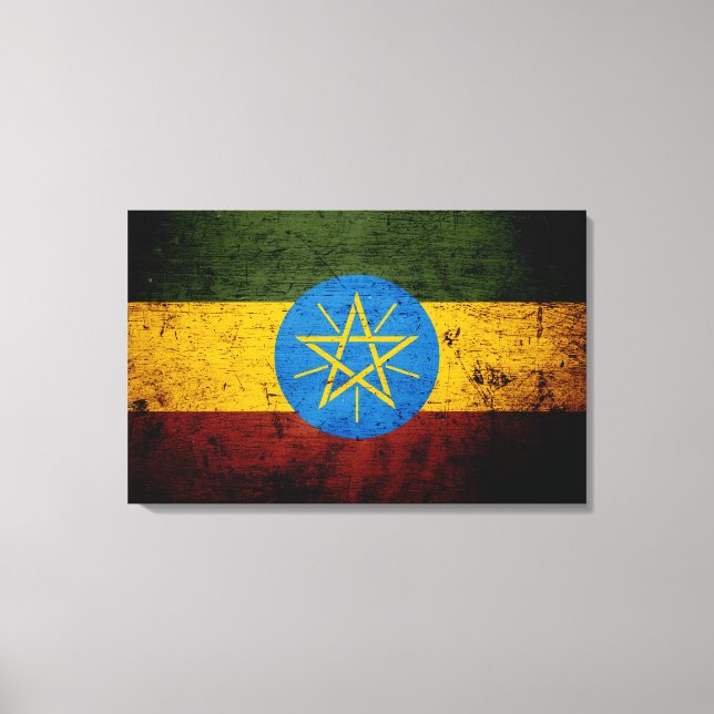 Toile Drapeau Ethiopie de Black Grunge (Recto)