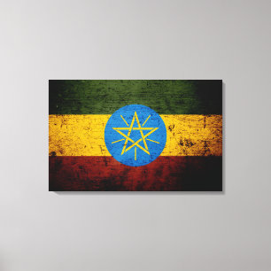 Toile Drapeau grunge noir de l'Ethiopie