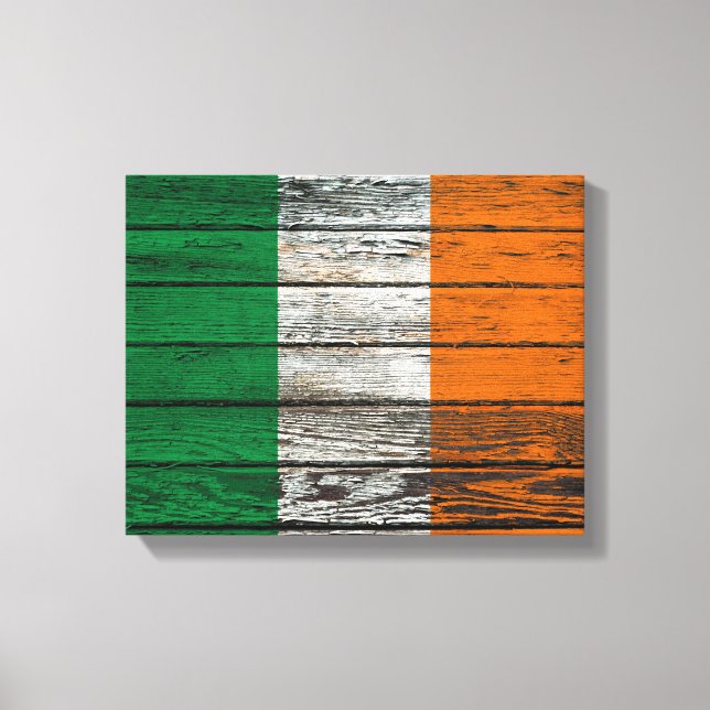 Toile Drapeau irlandais avec effet de grain de bois brut (Recto)