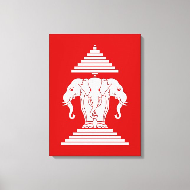 Toile Drapeau Lao / Laos Éléphant à Trois Têtes Erawan (Recto)