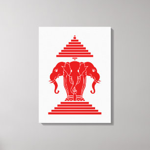 Toile Drapeau Lao / Laos Éléphant à Trois Têtes Erawan