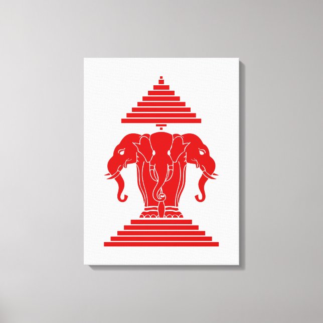 Toile Drapeau Lao / Laos Éléphant à Trois Têtes Erawan (Recto)