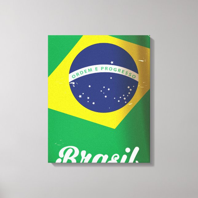 Toile Drapeau national du Brésil affiche de voyage vinta (Recto)