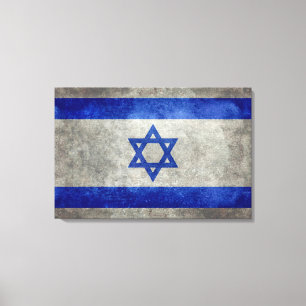 Toile Drapeau national israélien sur la texture en