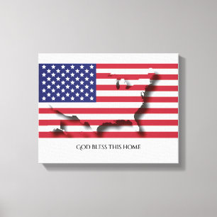 Toile Drapeau patriotique des USA AMERICA Texte Customis