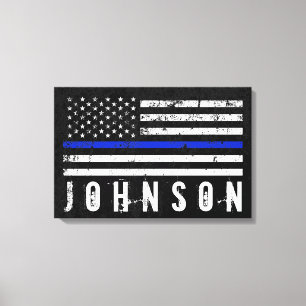 Toile Drapeau personnalisé de police affligé par nom