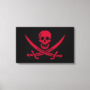 Toile Drapeau pirate de Calico Jack Crâne et épées écarl