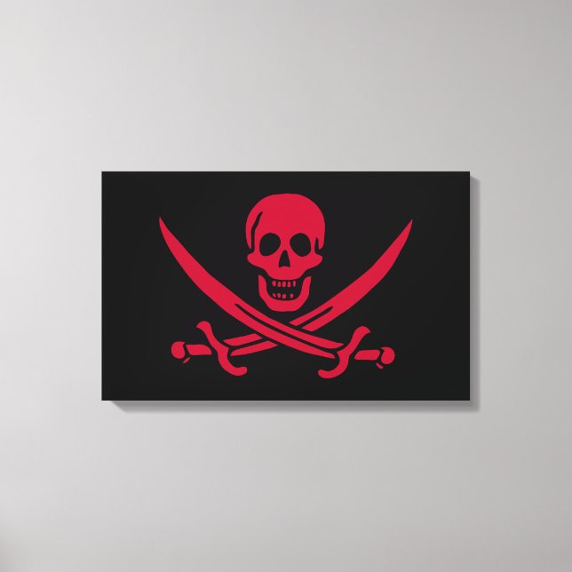 Toile Drapeau pirate de Calico Jack Crâne et épées écarl (Recto)