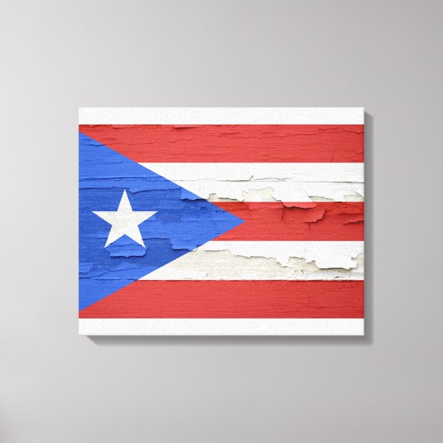 Toile Drapeau Porto Rico Patiné Paint (Recto)