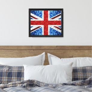Toile Drapeau rouge bleu blanc brillant parties scintill