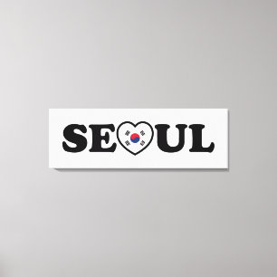 Toile Drapeau Seoul Love Heart Taegeukgi
