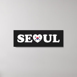 Toile Drapeau Seoul Love Heart Taegeukgi