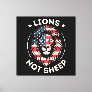 Toile Drapeau USA, LIONS ET NON MOUTONS